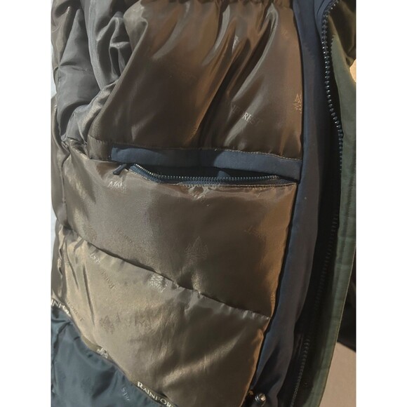 Rainforest Men’s Vintage Down Winter Puffer Parka size L Leather Collar Navy - Picture 11 of 11